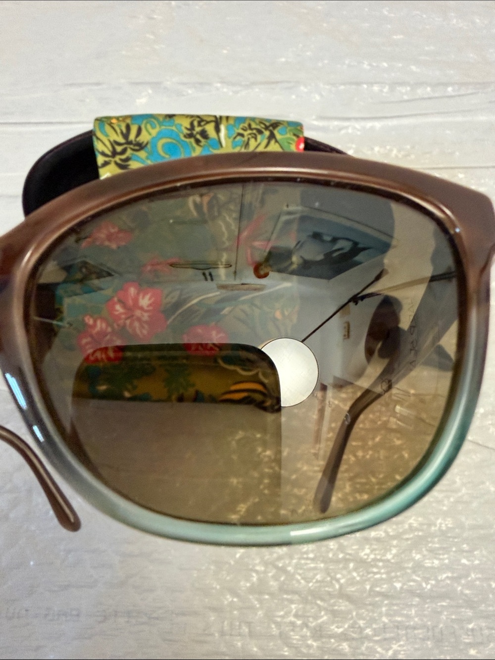 Maui Jim Brown Cat-Eye Sunglasses with Green Inner Trim - Picture 6 of 7